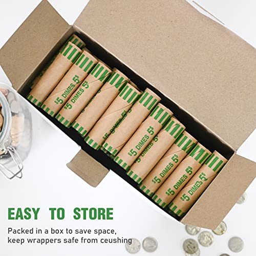 Image of LLIKED 118 PCS Preformed Coin Wrappers Rolls-Dimes