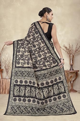 Image of TAMAIRA FASHION Mulmul Pure Cotton Saree For Woman Floral Batik Printed |Office Wear Daily Wear Sarees For Women Without Blouse Piece (Available in 16 Colours)