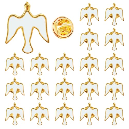 Image of 9 /20 /50 Pcs White Dove Lapel Pins White Holy Spirit Dove First Communion, Baptism, Confirmation, and Memorial Gifts