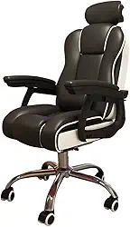 Cadeira Gamer Presidencial Reclinável, Estofamento em Espuma de Alta Densidade, Preto e Branco, 103-113cm de Altura