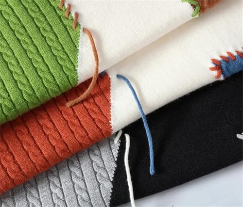 Men Patchwork Knit Sweater Winter Warm Hip-Hop Pullover Sweater4