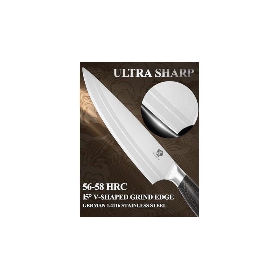 WILDMOK-Professional-Knife-Set-5-Pieces-Kitchen-Knife-Set-German-Stainless-Steel-Chef-Knife-Set-withGift-Box-Black-Pakkawood-Handle WILDMOK Professional Knife Set, 5 Pieces Kitchen Knife Set, German Stainless Steel Chef Knife Set withGift Box, Black Pakkawood Handle