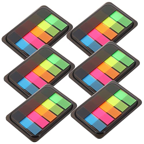 Lurrose 6 Cajas Notas Adhesivas Fluorescentes Clasificado Junta Signos De Etiqueta Útiles Escolares Resaltar Tiras Anotación Pastel Etiquetas Alfiler A Través De Resaltadores La Mascota