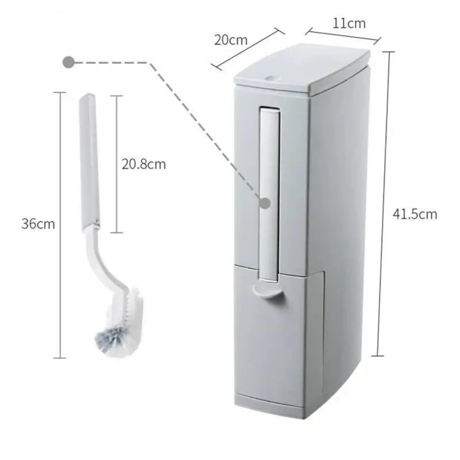Abfalleimer, Schmale Mülleimer Wc Pinsel Set Badezimmer Kunststoff Abfall Bin Küche Müll Eimer Haushalt Reinigung Werkzeuge fürs Badezimmer(Gray)