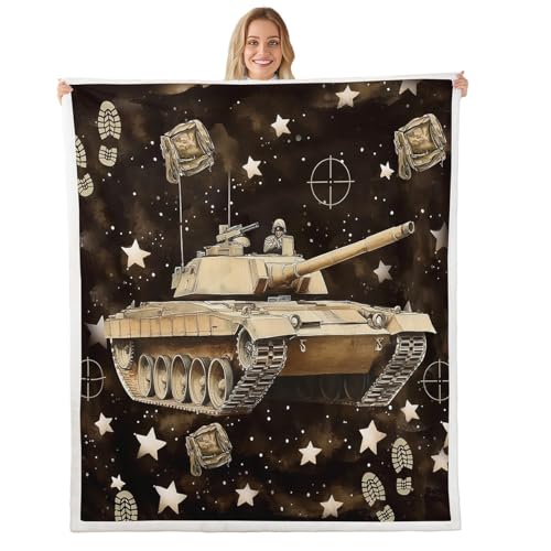 feelingyou Manta de camuflaje para niños y hombres, manta de forro polar con diseño de guerra de guerra, diseño de graffiti de teñido anudado, cielo estrellado, retro, manta mullida marrón y negro, 40