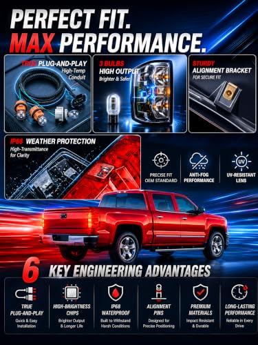 Image of Tail Lights Assembly Right Passenger Fit Chevy Silverado 1500 2014 2015 Chevrolet 2500 3500 HD 2500HD 3500HD Rear Brake Turn Signal Back Up Bulb Taillight Replaces GM2801261 23431875