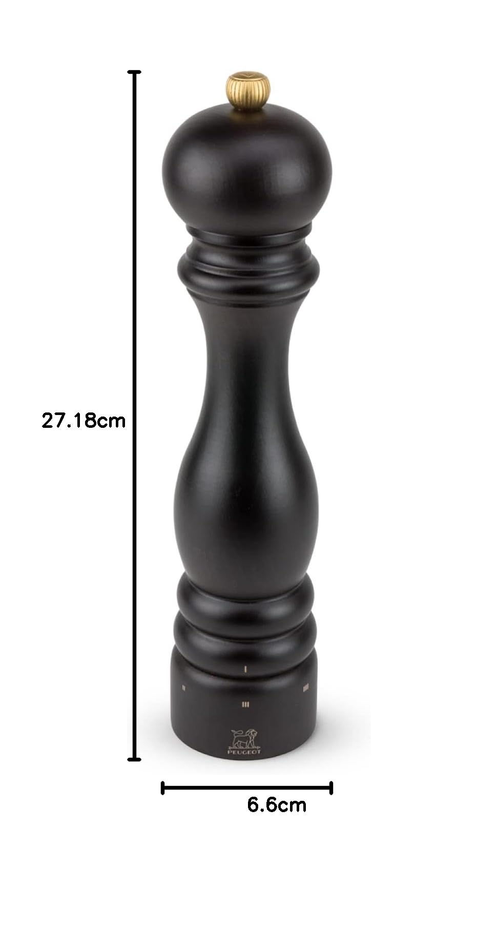PEUGEOT - Moulin à Poivre Paris u'Select 27 cm - 6 Réglages de Moutures Prédéfinies - En Bois Labellisé PEFC - Fabrication Française - Coloris Chocolat, Noir