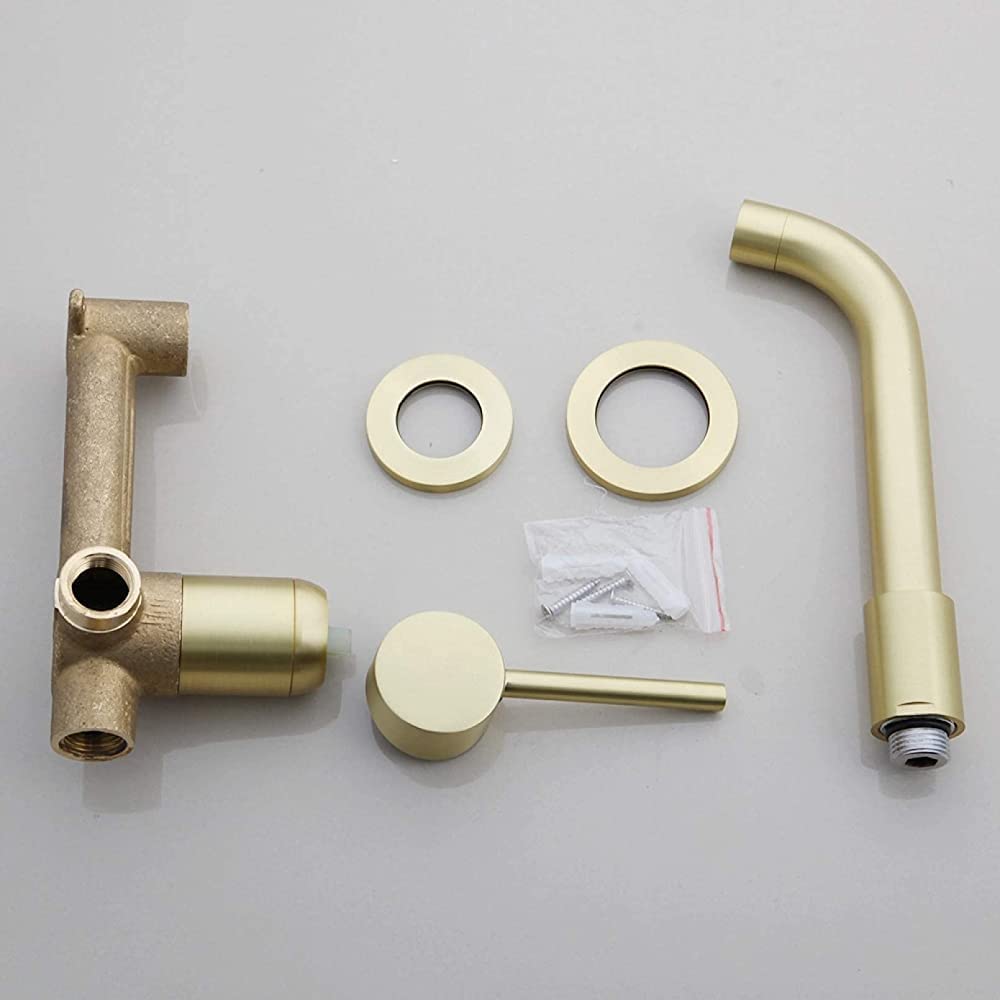 Grifo de lavabo de baño para pared que ahorra espacio con agua fría y caliente