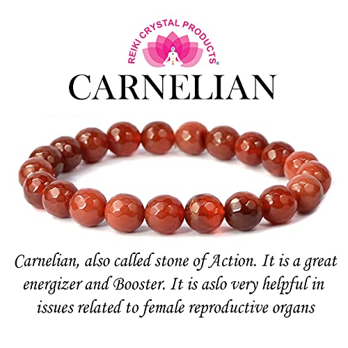 Image of Reiki Crystal Products Certified Natural Crystal Stone Diamond Cut /Faceted 10 mm Beads Bracelet for Men & Women | Reiki Charged Gemstone Jewellery | Multiple Stone Variants Available