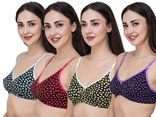 Image of Fasense Women's Cotton Leaf Print Medium Coverage Wire Free Non Padded Bra