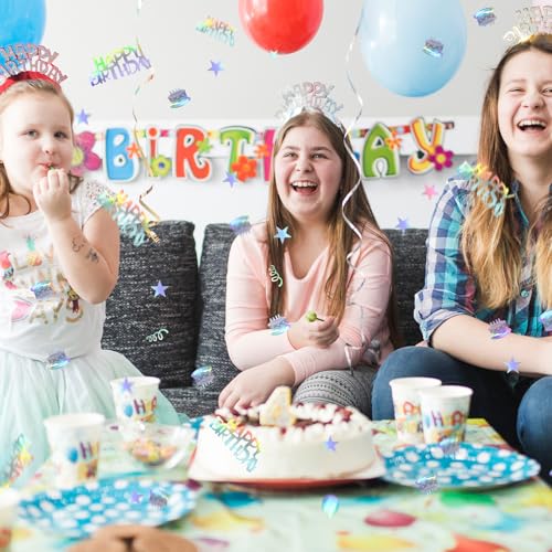 Larrel Happy Birthday Konfetti, Bunt Glitzernde Tischdeko 15g Geburtstag Tischdeko Geburtstagskonfetti Happy Birthday Streudeko für Jungen, Mädchen Schillernde Partydekorationen