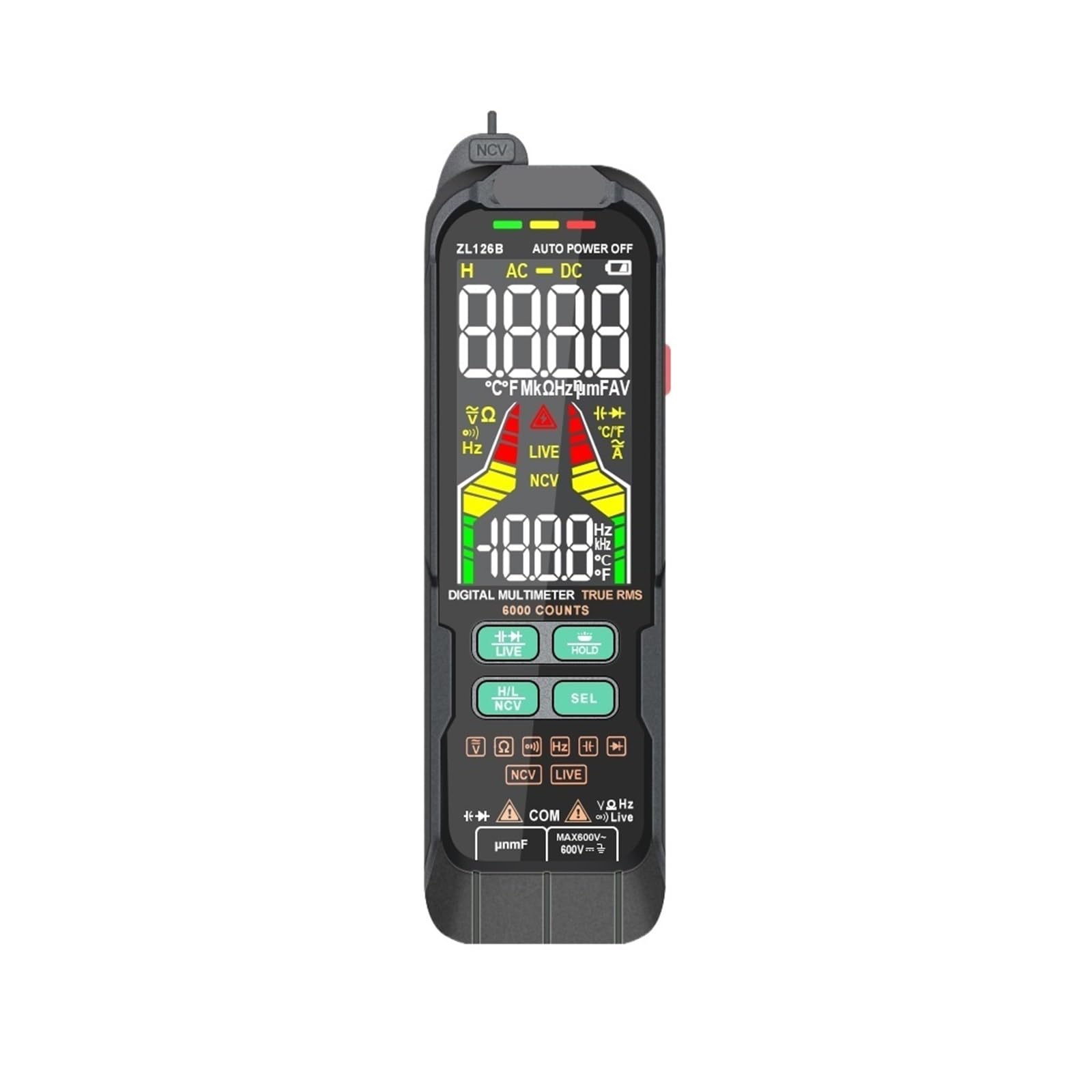 Multimeter Digital, Digitales Profi-Multimeter - 9999 T-RMS LCD, AC/DC Stromspannungstester
