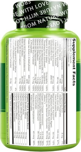 NATURELO One Daily Multivitamin for Women - with Natural Food-Based Vitamins, Minerals, Fruit & Vegetable Extracts - Best for Maintaining Essential Nutrients - 60 Vegan Capsules | 2 Month Supply - Image 4