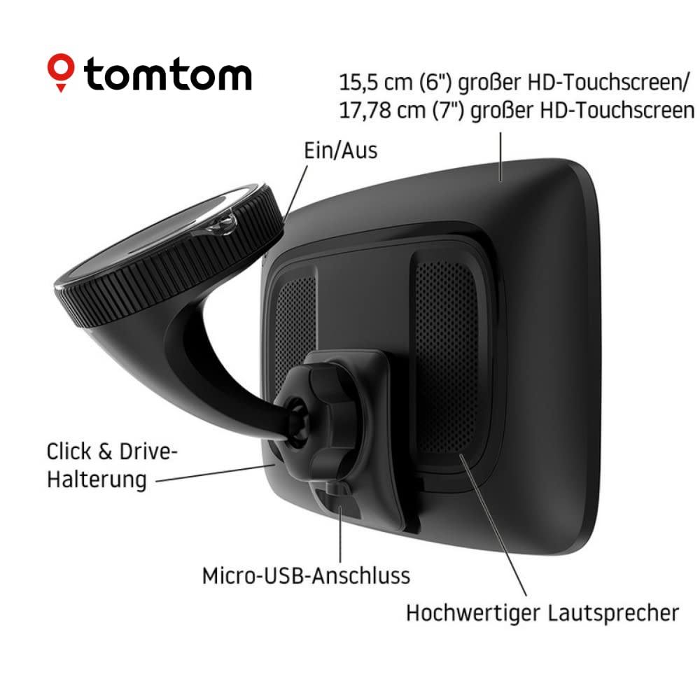 TomTom LKW Navigationsgerät GO Expert (7 Zoll HD-Bildschirm,Routen für große Fahrzeuge, Stauvermeidung dank TomTom Traffic, Weltkarten, Warnungen zu Beschränkungen, schnelle Updates über WiFi) Schwarz