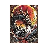 FAGERERO Kintsugi - Póster de metal con diseño de dragón dorado para decoración de pared, decoración moderna de bar, 40 x 30 cm