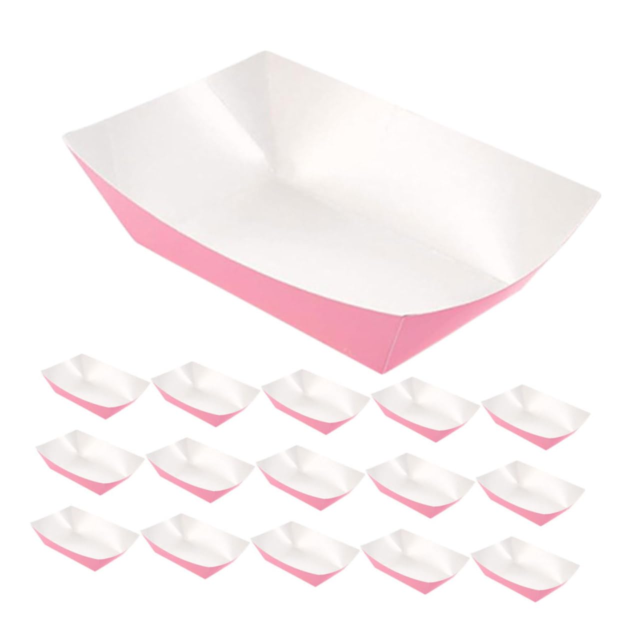 STOBAZA 60pcs Boat Shaped Plates: Disposable Nacho Trays Paper Boat For Tacos Concession Easter Graduation Birthday Party Supplies Pink