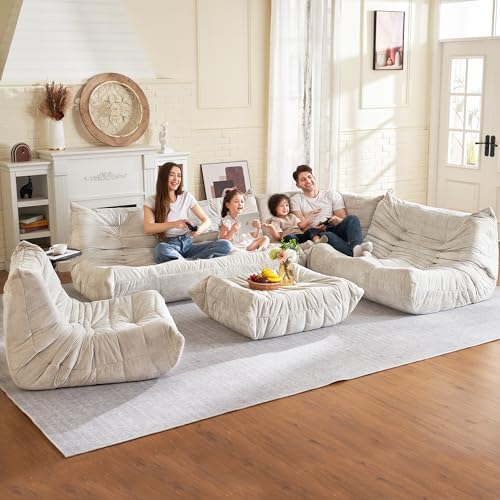 Image of HABUTWAY Giant Bean Bag Chairs Lazy Sofa for Adults,Corner,Beige