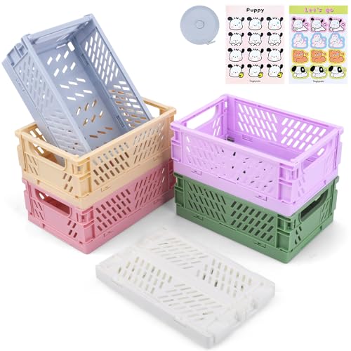 BBWELL 6 Pièces Cagette Plastique Pliable,Boîte de Rangement Pliable, Rangement Pliables en Plastique Pour Ranger de Petits Objets, Cuisine, Chambre à...