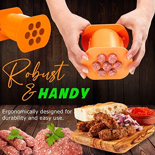 One Press Cevapcici Maker - 7 Sausages In One Press - Non Stick Kitchen Barbecue Grilling Party Molds for Easily Making Delicious Stuffed Sausages - BBQ Grill Accessories - Easy to Use