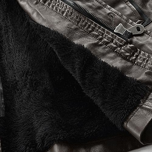 Parka masculina de cuero sintético con capucha y cinturón miniatura 6