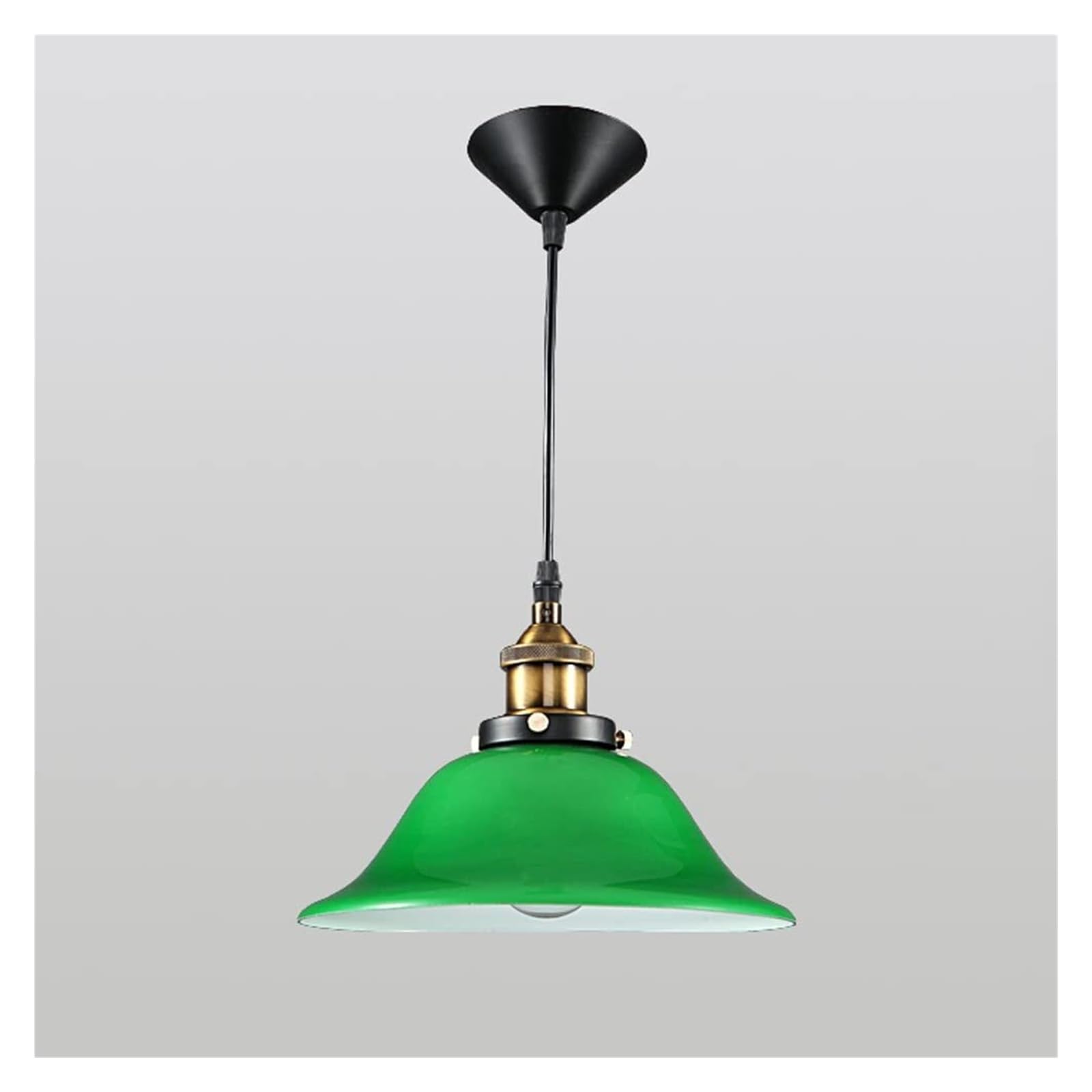 KHUKHU American Glass Pendant Light Green Drop Light Chandelier for Kitchen Island Light Fixture Bedroom Bedside Hanging Lamp, E27 Metal Pendant Light(D19CM)