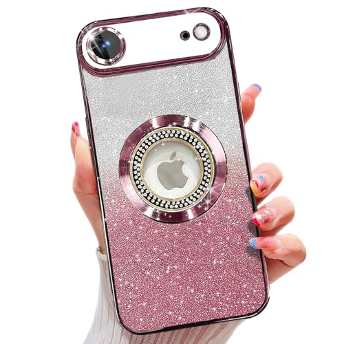 Image of Misscase for iPhone Air Magnetic Glitter Case Compatible with MagSafe,Full Protection Slim Shockproof Case with Camera Lens Protector Plating Bling Cover Case for iPhone 17 Air 6.5 inch Pink