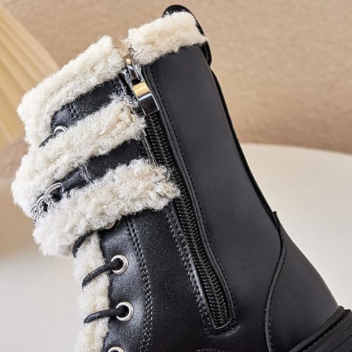 IWIHMIV Toddler Girl Ankle Boots Toddler Riding Boots Kids Girls Lace-Up Side Zipper Leather Winter Boots Dress Riding Boots4