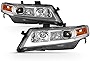 ACANII - For 2004-2008 Acura TSX CL9 LED Tube Projector Headlights Headlamps Chrome Housing Driver & Passenger Side
