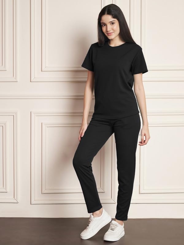 Image of DTR FASHION Polyester Blend Solid Lining Tracksuit | Night Wear Suit For Women