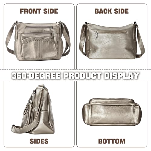 Image of ELDA Purses for Women Pocketbooks Soft PU Leather Ladies Crossbody Purse Multi Pocket Shoulder Bag