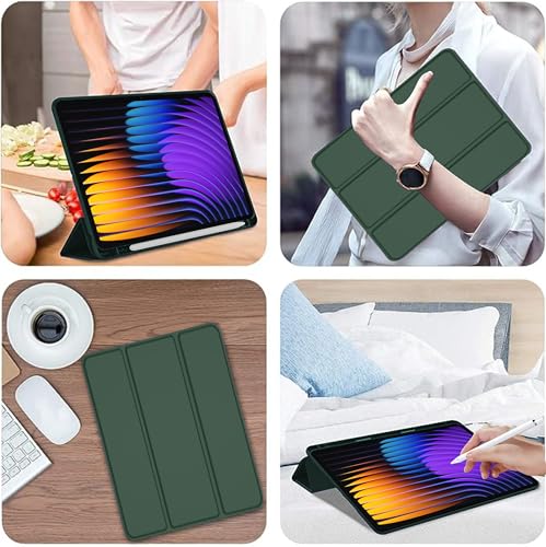 Image of TGK Trifold Cover for Xiaomi Mi Pad 7 11.2 inch Case /Pad 7 Pro with Pencil Holder (Green)