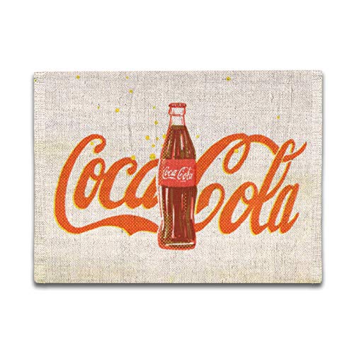 Coca_cola Table Placemats Heat Resistant Dining Table Place Mats Kitchen Table Mats, Cotton Linen Table Mats Non-Slip Washable Placemat for Holiday Banquet Dining Kitchen Table Decor â€15.7Ã—11â€