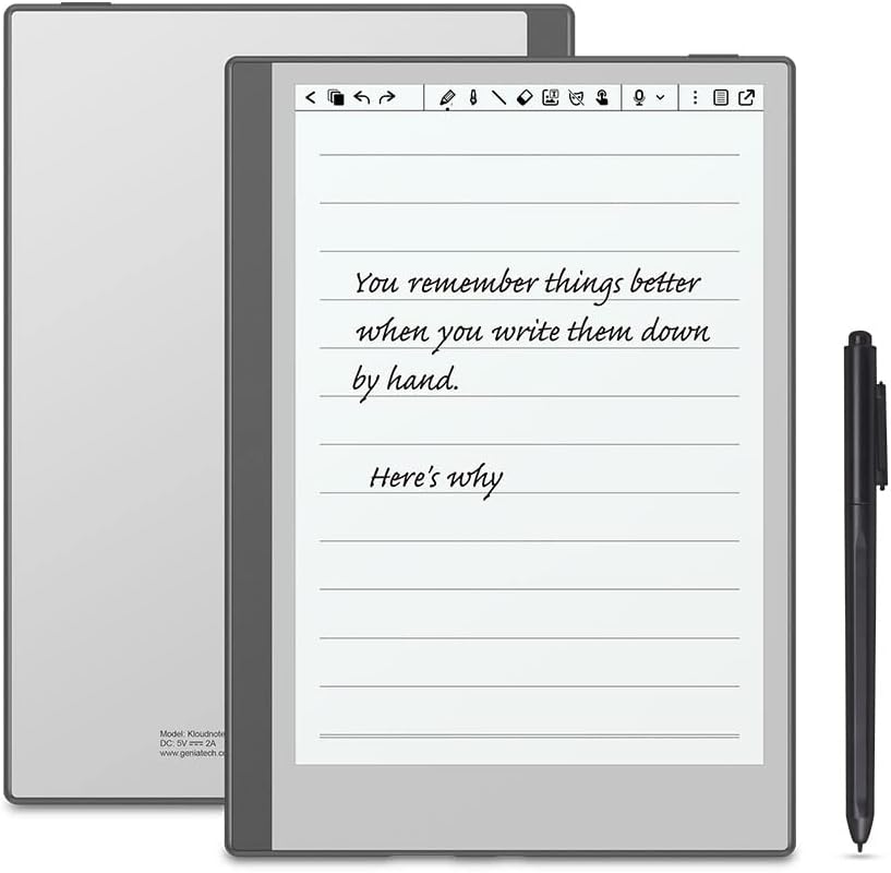 Geniatech Android E-Ink ePaper Tablet, Paperwhite e Reader Note Taking, Real-time Cloud Syn ebook Reader, Support Wireless Screen Sharing, Drawing Paper White for Writing Graphics Notepad (9.7")