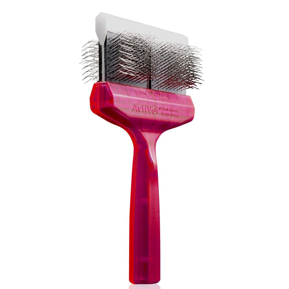 DUO TUFFZAPPERCOATER – 2 en 1 Cepillo de desfieltro y cuidado para perros y gatos – Desfiltante intensivo y potente cuidado de la capa interna – 9 cm Mega – Morado/Rojo