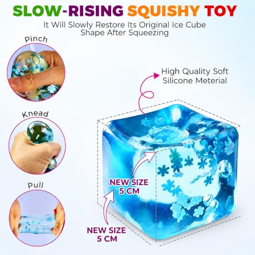 Image of Stress Ball Squishy Toy, Snowflake Ice Cube Slow Rise Sensory Fidget Ball for Kids & Adults, Soft Squeeze Anxiety Relief Toy for Hand Exercise, Desk Accessory, Classroom, Home(5 cm)