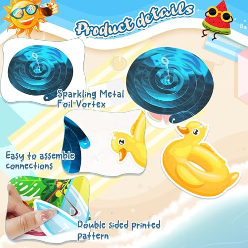 Image of 35Pcs Summer Pool Beach Hanging Swirl Decor, Hello Summer Beach Party Decorations, Hawaiian Luau Themed Swirls Streamers Ceiling Supplies for Boys Girls Kids Baby Shower