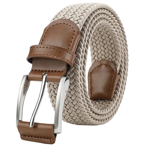 2pcs Men'S Belt Elastic Woven Waistband With Men's And Women's Needle Buckle Casual Belt For Business