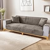 Melvint ソファーカバー 3人掛け 厚地 冬用 【ふわふわ・暖かい】 北欧 マイクロファイバー フランネル 吸湿発熱 蓄熱 抗菌防臭 滑り止め加工 あったかい キズ防止 肘付き 洗える 傷防止 犬猫対策 ダックグレー