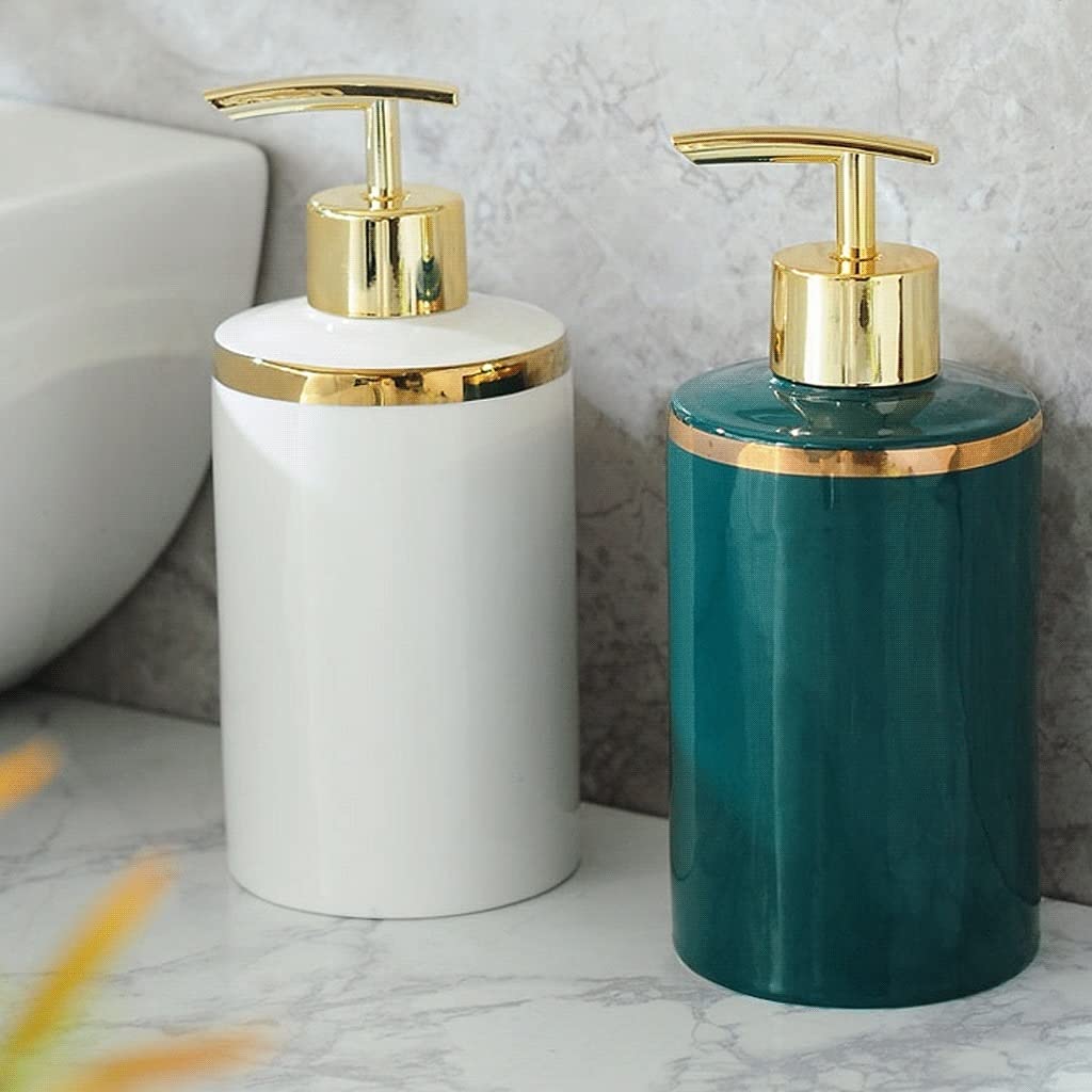Dispermato di sapone da bagno in stile fattoria in ceramica bottiglie di distributore di liquido, sapone per mani in ceramica+distributore di sapone per cucina, distributore di sapone ricaricabile del