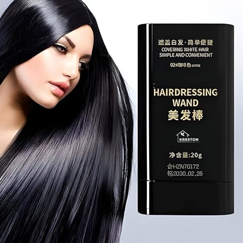 KRESTON Hair Color Stick for White Hair Coverage | Waterproof & Sweat-Proof Hair Dye Touch-Up | Easy-to-Use Comb Applicator | Quick Root Touch-Up for Men & Women | Temporary Hair Color Pen-BLACK (Hair colour stick.)