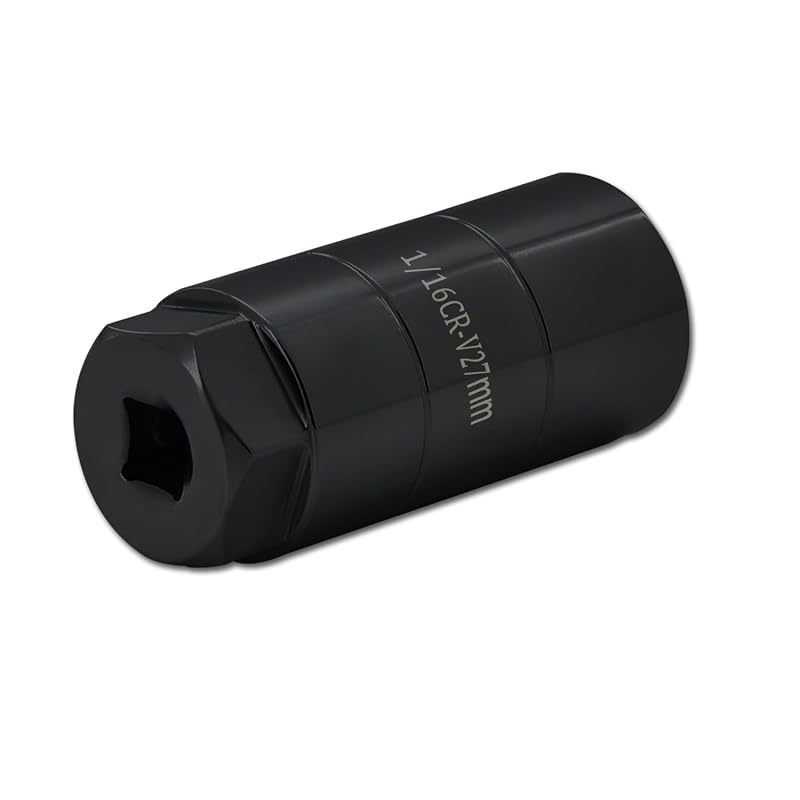 Soquete para Sensor de Pressão de Óleo Tecledsn, acionamento de 3/8 pol. e sextavado de 27 mm, aço-manganês, preto