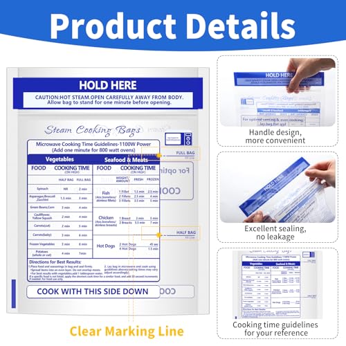 image for Sel Natural 36 Pcs Zipper Steam Bags Reusable Microwave Steam Cooking 