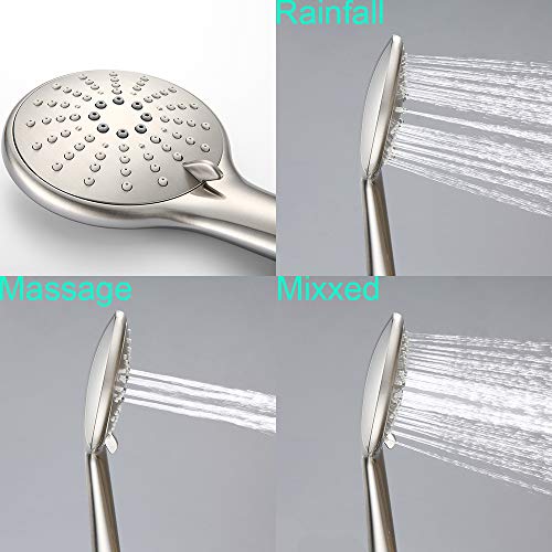 TRIPHIL Updated Version 4.5" Handheld Showerhead Replacement with 59 Inches Hand Held Shower Hose Stainless Steel Metal Sleeve Tube Brass Connectors Brushed Nickel Sealed with PVD, Satin Nickel