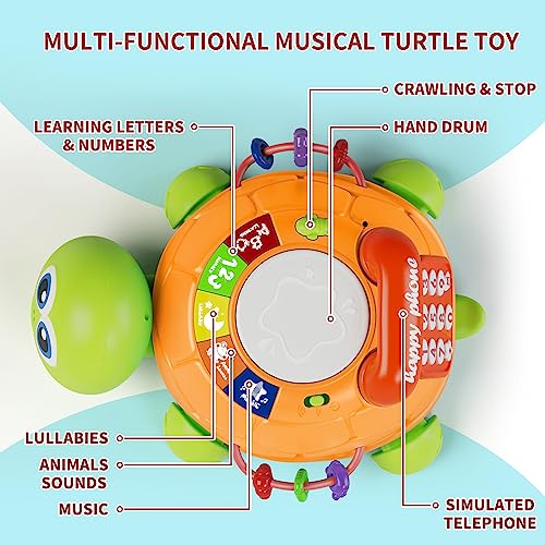 Image of Letapapa Baby Toys 6 to 12 Months, Musical Turtle Baby Toys for 12-18 Months, Crawling Toy with Light & Sound, Educational Toy Birthday Gift for Baby Infant 3-6 7 8 9 10 Months 1 Year Old Toddlers