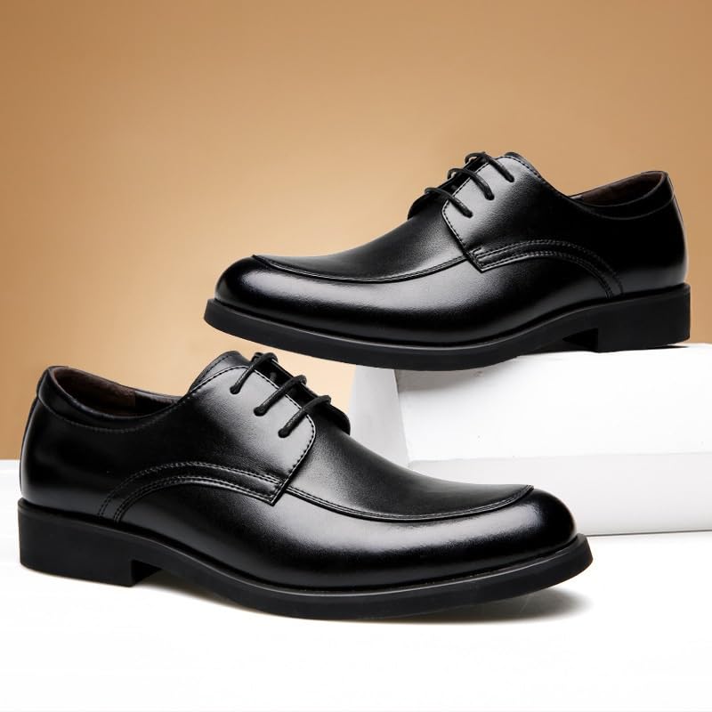 Men Dress Oxford Shoes Synthetic Leather Plain Toe Lace-up Prom Anti-Slip Shoe Working3