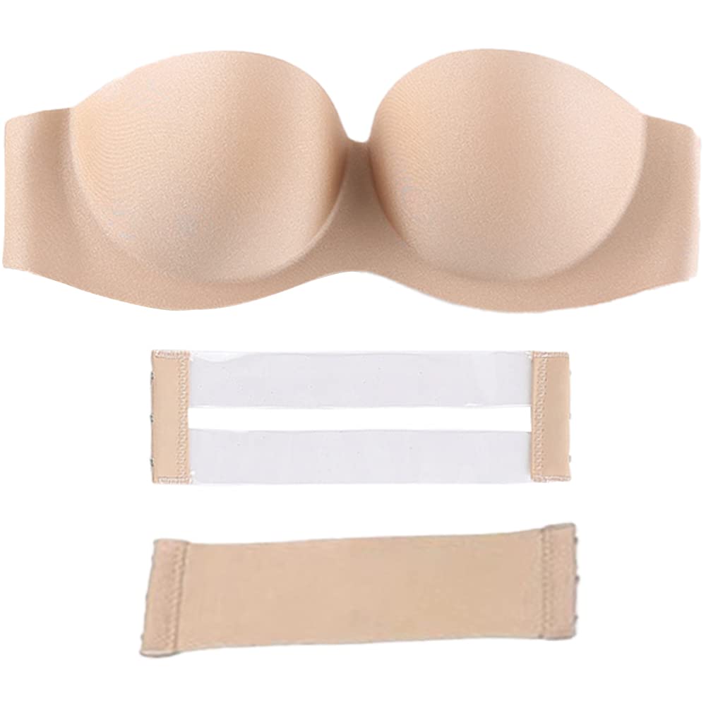 Dress Cici Strapless Bra with Optional Transparent Straps Push Up Bra Beige 40