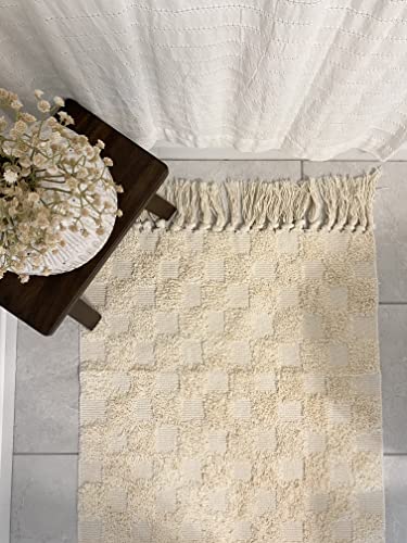 Boho Runner Rug 2'X4.3' Cotton Hand Woven Area Rug With Tassels Machine Washable Rainbow Rug Farmhouse Kitchen Rugs Hallway Runner Rug Carpet For Laundry Bedroom Living Room Kitchen #TOP5