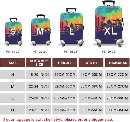 Image of TOURISTIANO Travel Luggage Cover with World Landmarks and Airplane DesignPrint - Teal | Elastic Stretchable Suitcase Protector | Anti-Scratch Dustproof Cover (World Landmark Print, Small)