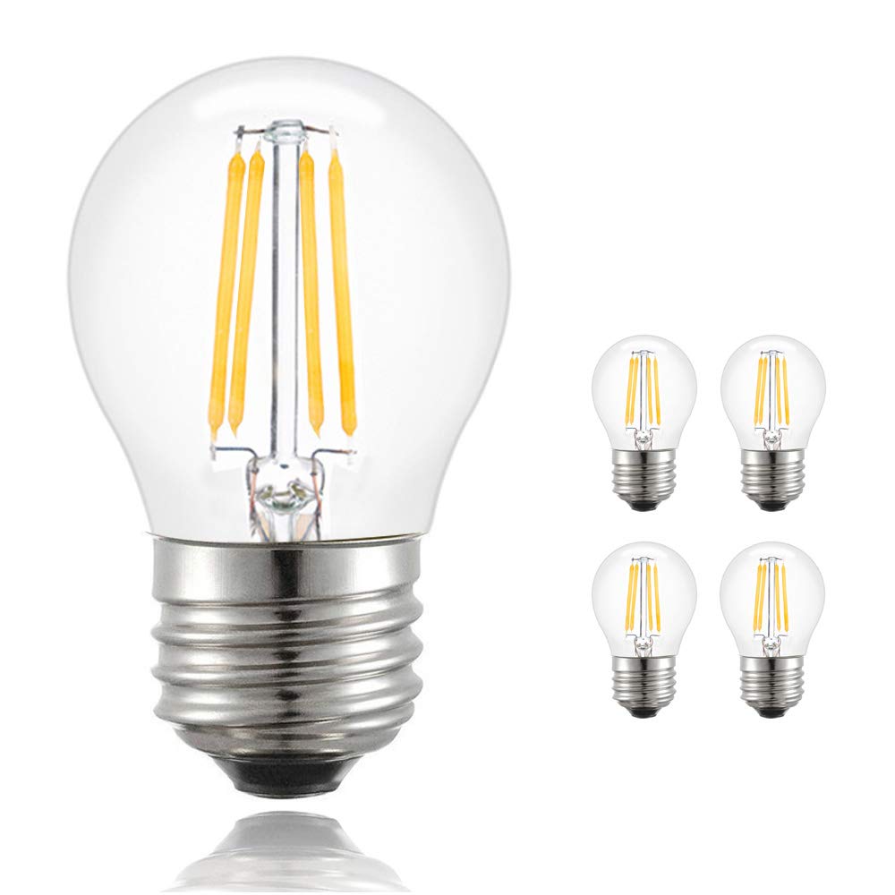 Chao Zan Vintage LED Filament Bulb G45-4W LED Light Bulb, E27 Base, Clear Warm White 2700-3000K, Retro Edison Screw Globe Lamp Bulb 40W Equivalent, 4 Pack