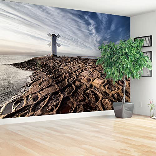 Papier peint lavable Tulup moulin à vent phare 208x146 cm grand format haute définition